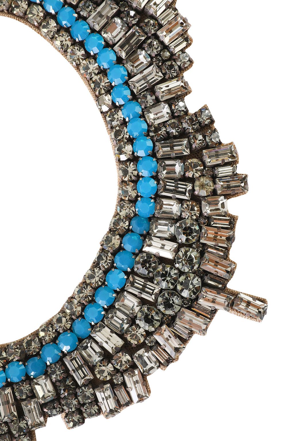 VALENTINO GARAVANI Gunmetal-tone, crystal and satin necklace
