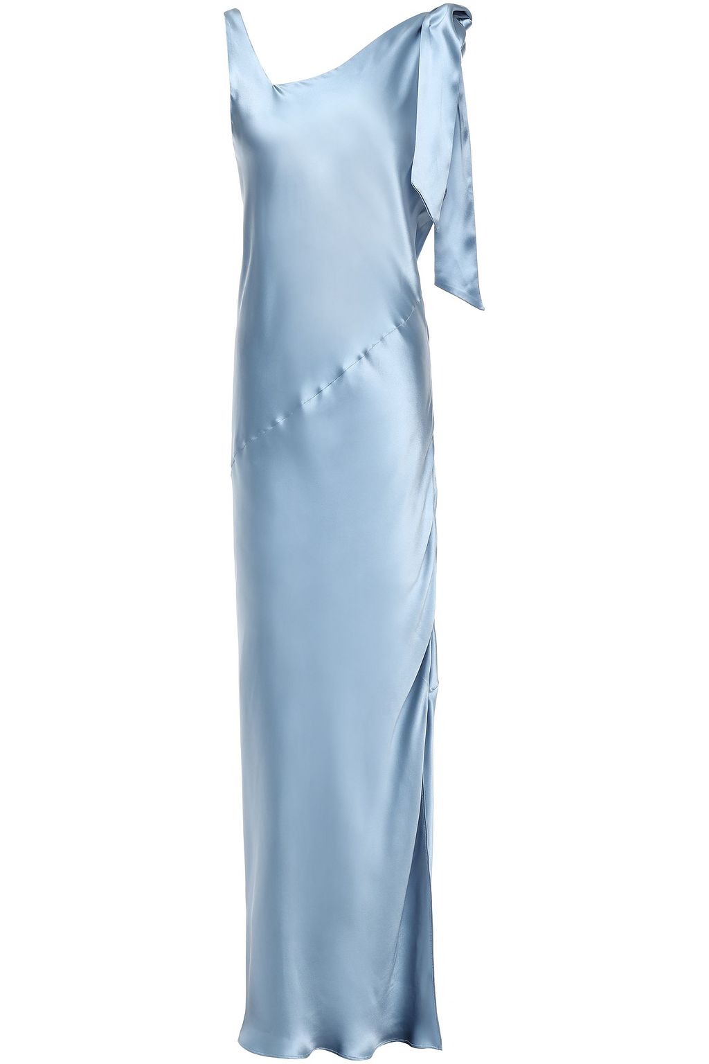 light blue silk maxi dress