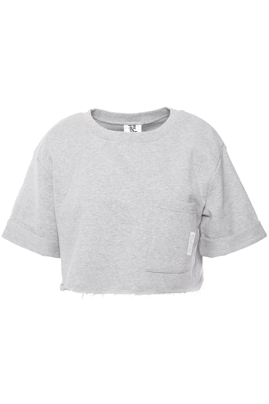 LES GIRLS LES BOYS Cropped French cotton-terry T-shirt