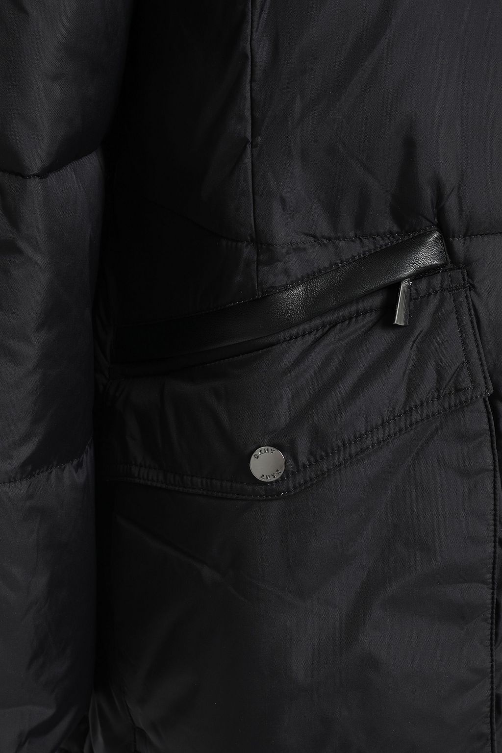DKNY Faux fur-trimmed quilted shell hooded coat