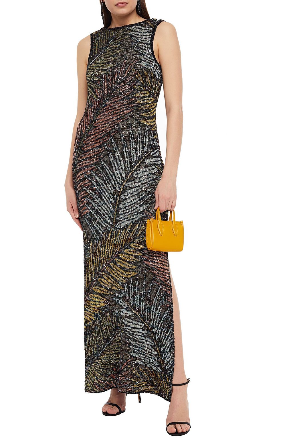 MISSONI Embellished metallic crochet-knit maxi dress