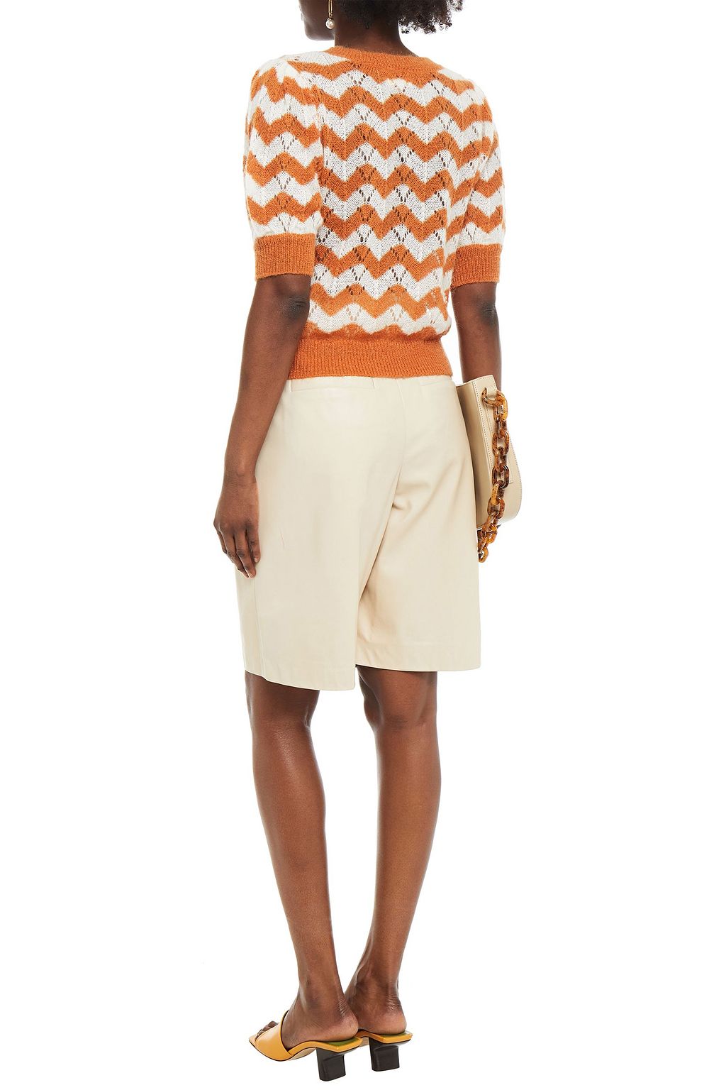 BYTIMO Striped pointelle-knit top