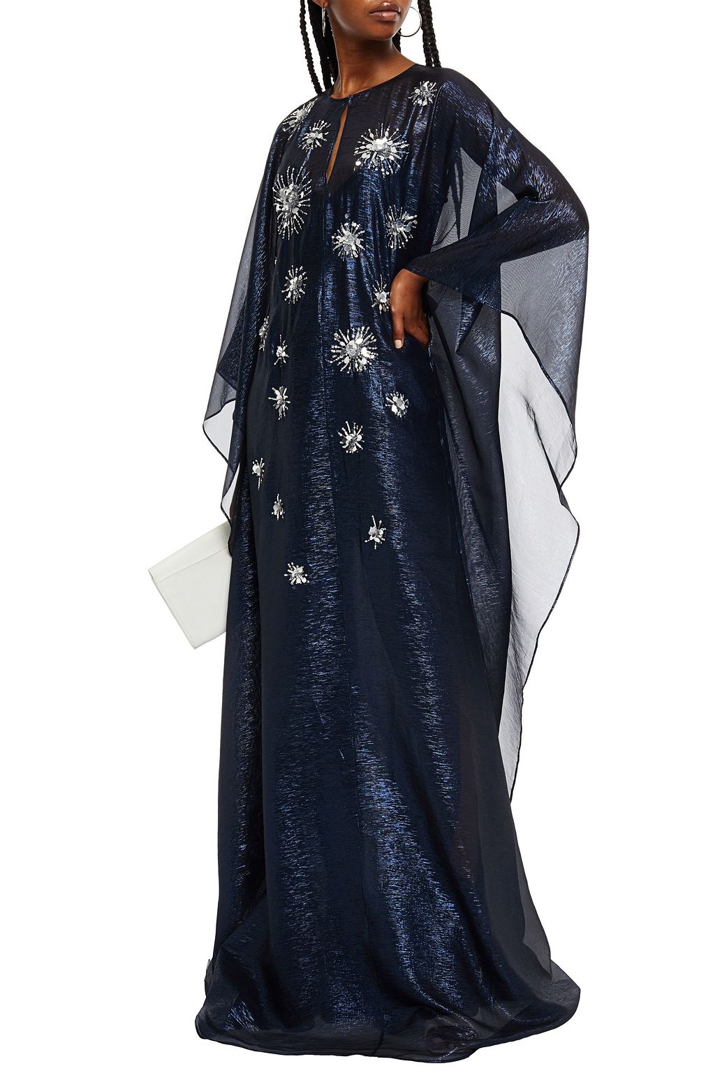 OSCAR DE LA RENTA Embellished silk-lamé gown
