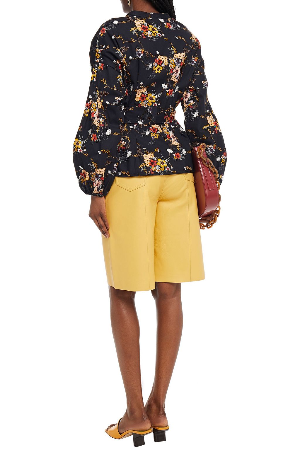 BYTIMO Belted floral-print cotton-poplin shirt