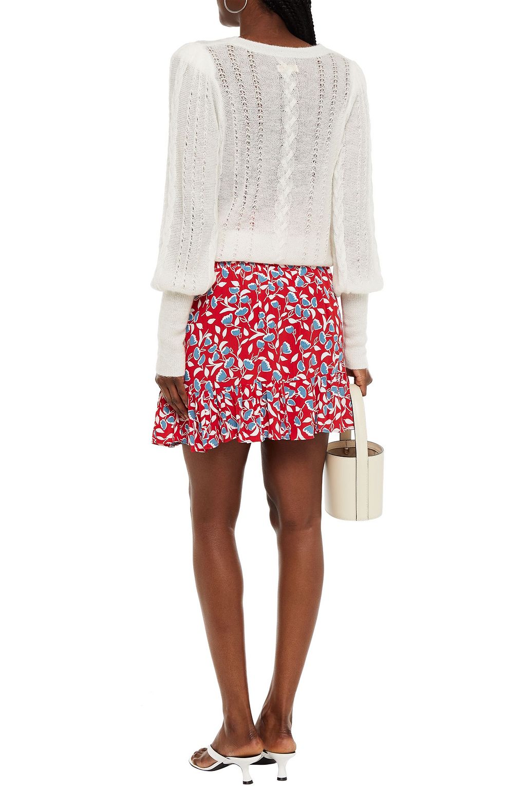 BYTIMO Gathered printed crepe de chine mini skirt