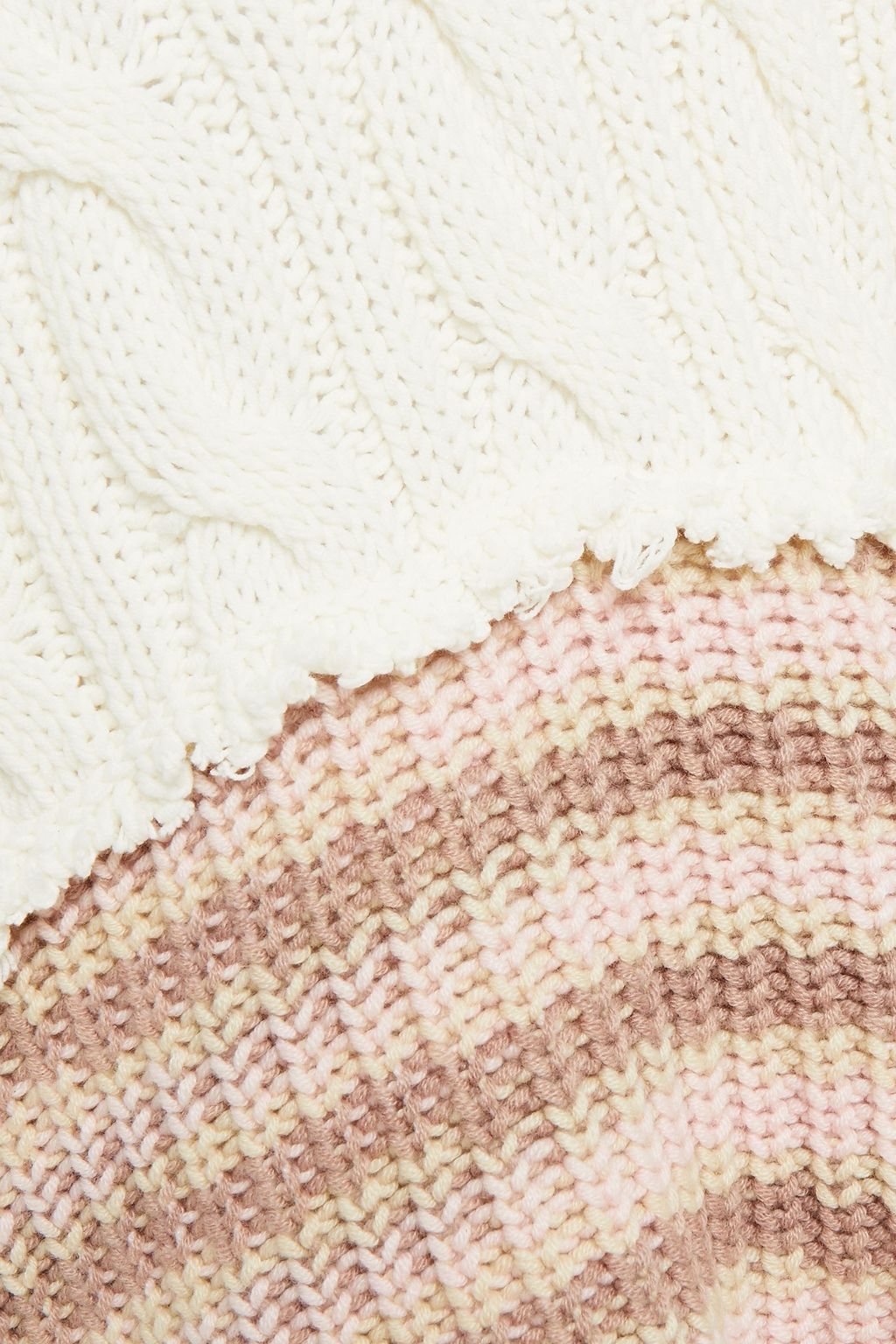 M MISSONI Crochet knit-paneled cable-knit sweater