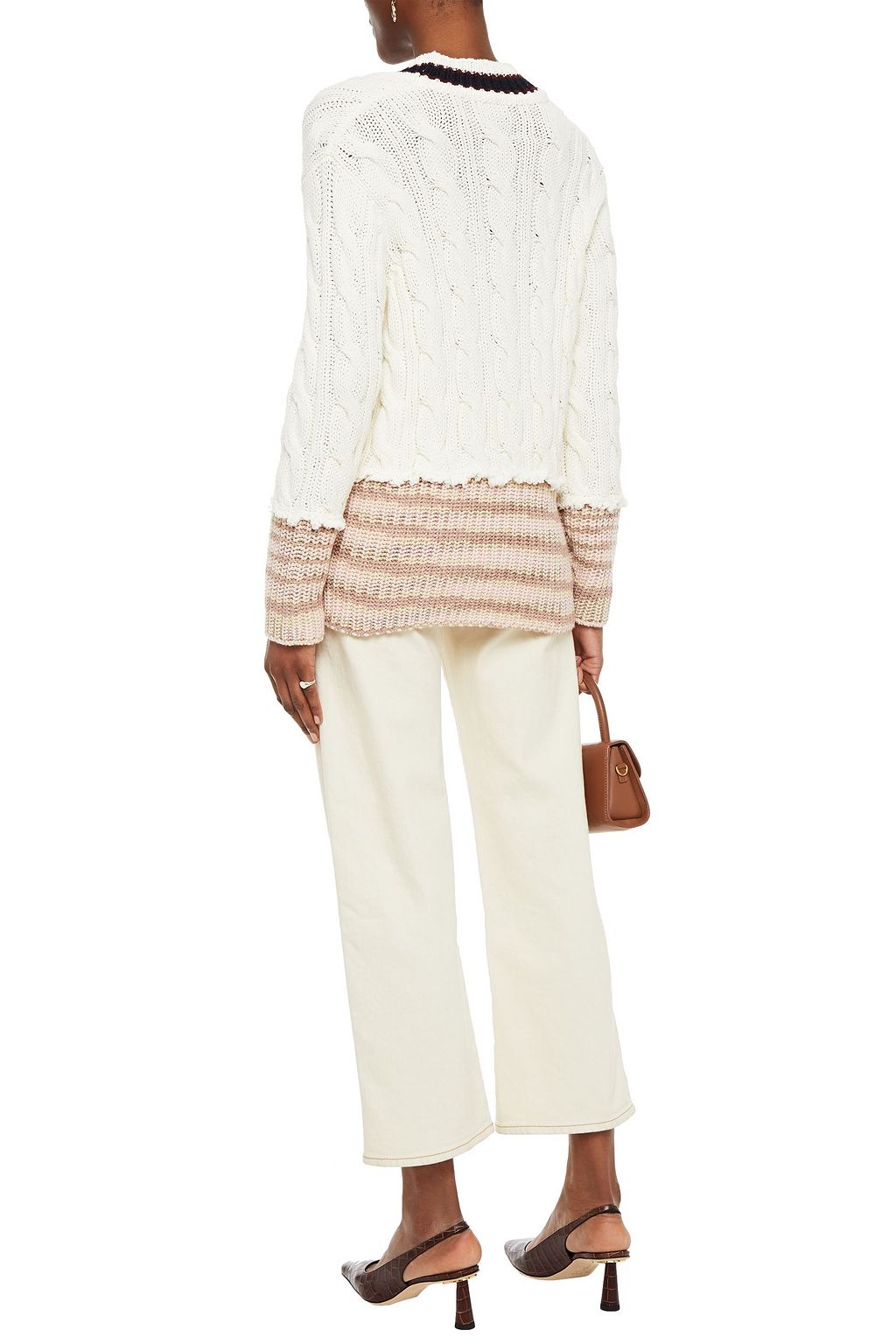 M MISSONI Crochet knit-paneled cable-knit sweater