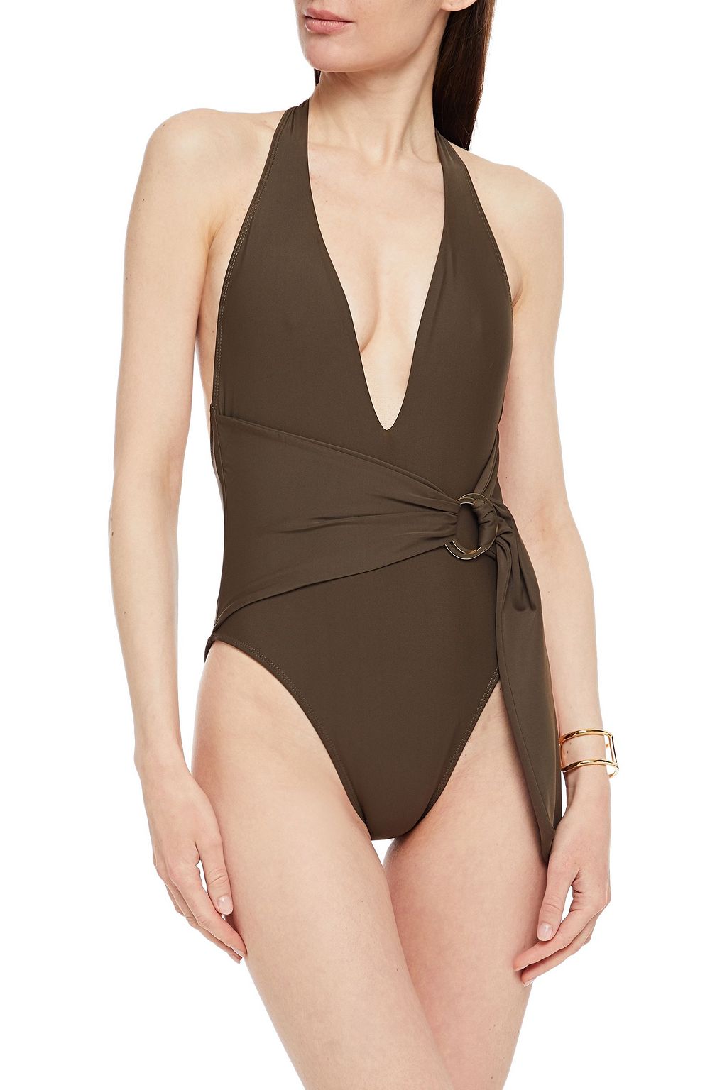 SIMKHAI Belted halterneck swimsuit