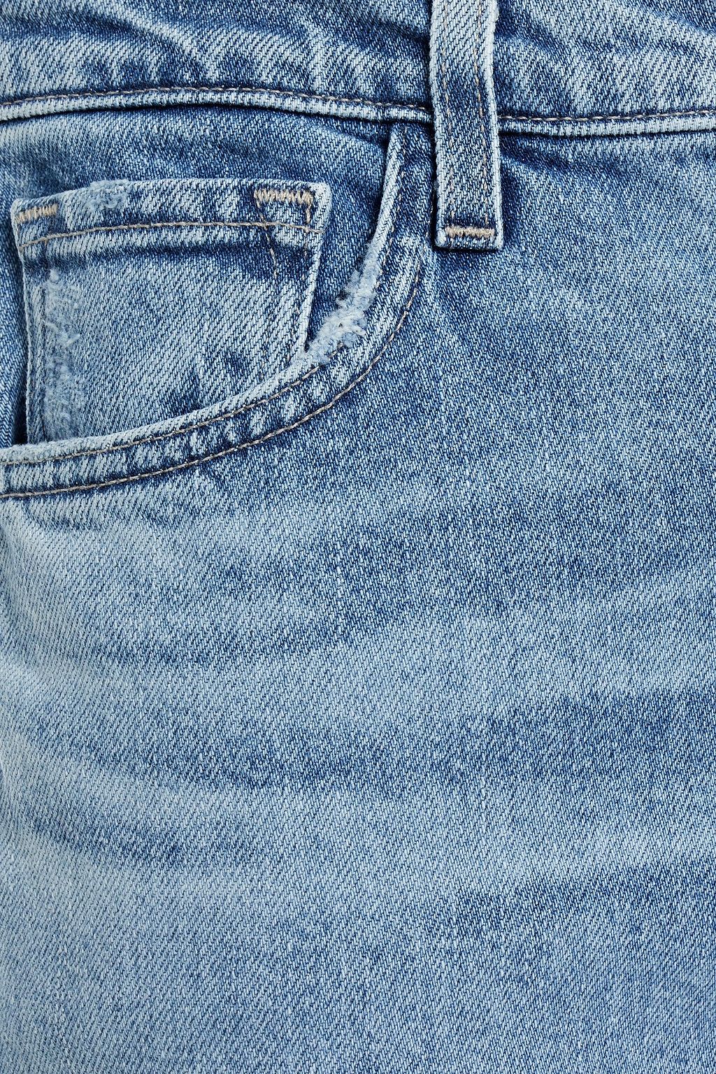 J BRAND Distressed high-rise slim-leg jeans