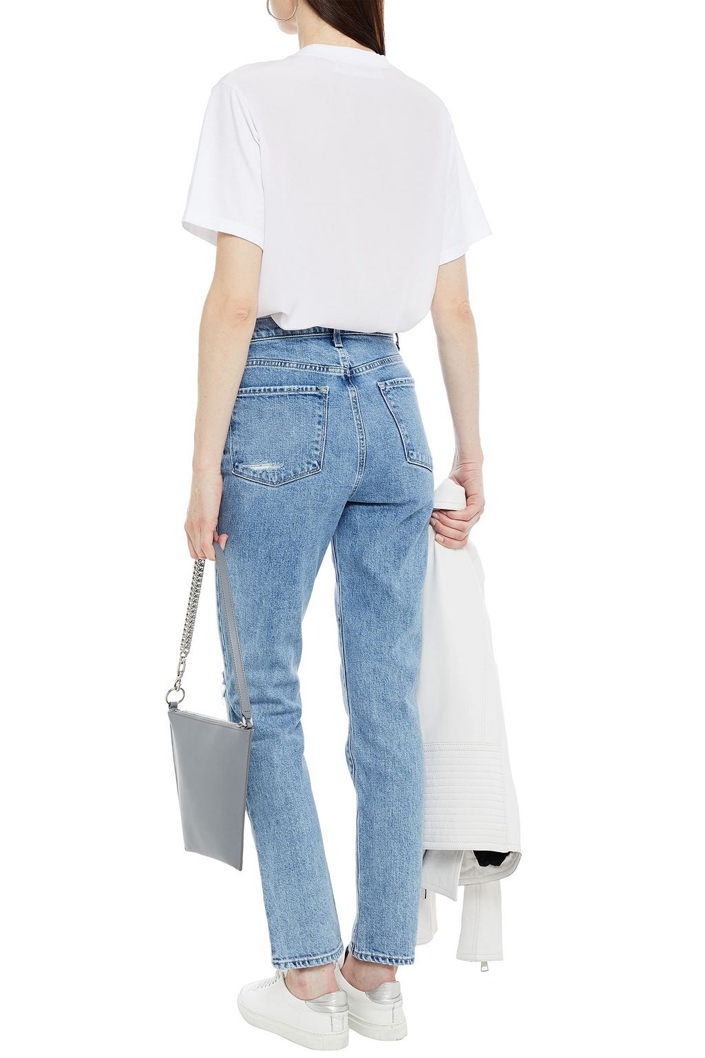 J BRAND Distressed high-rise slim-leg jeans