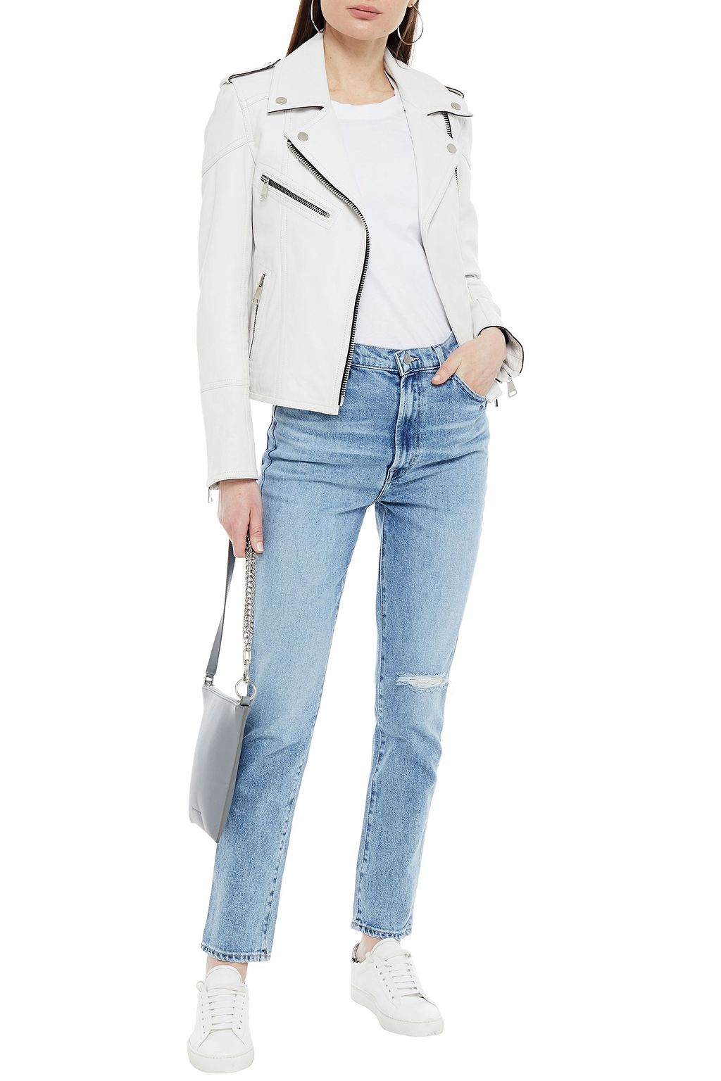 J BRAND Distressed high-rise slim-leg jeans
