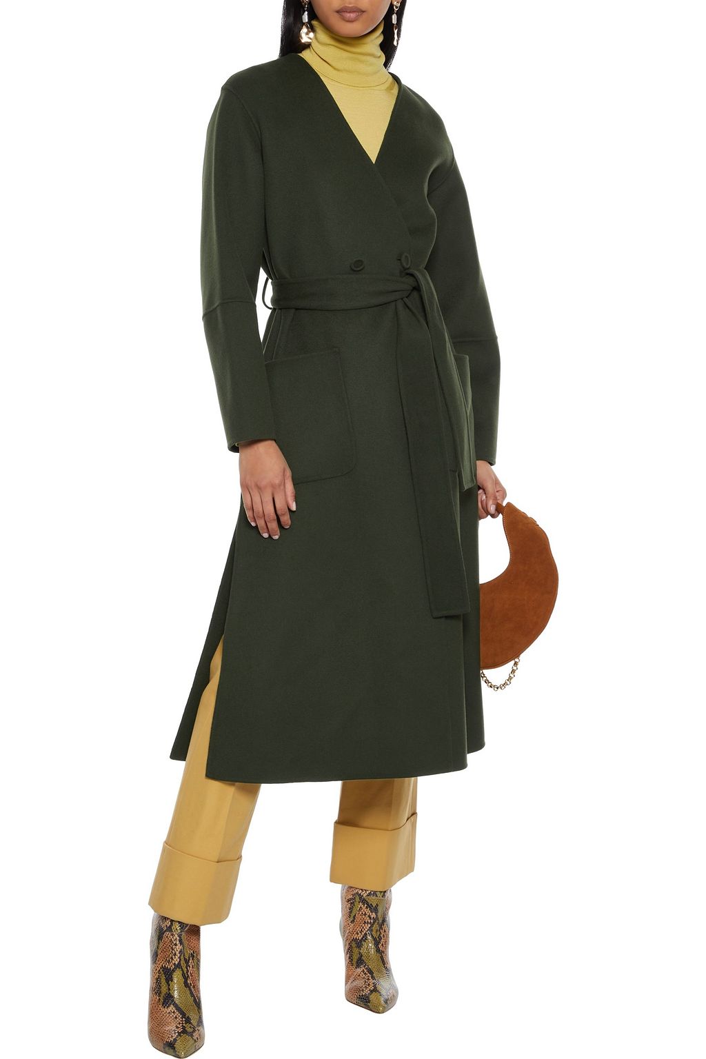 ULLA JOHNSON Gwyneth double-breasted belted wool-felt coat