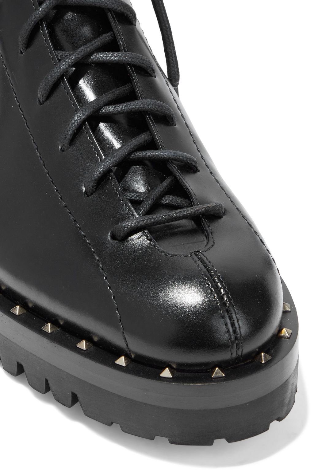 VALENTINO GARAVANI Cutout buckled leather combat boots