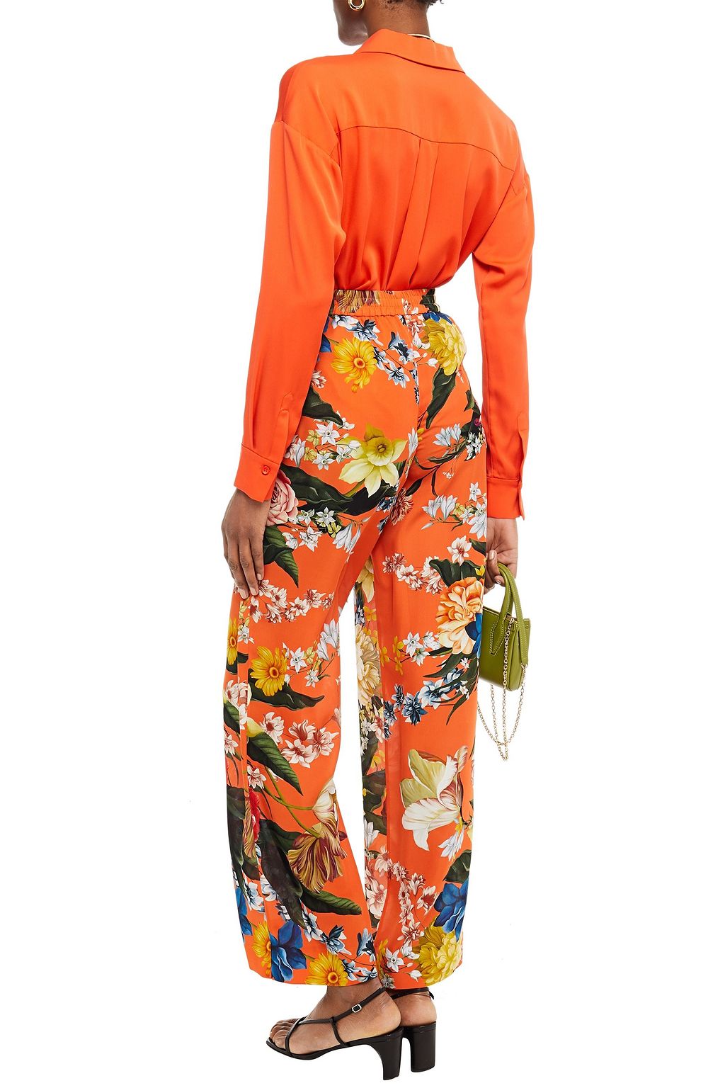 OSCAR DE LA RENTA Floral-print silk wide-leg pants