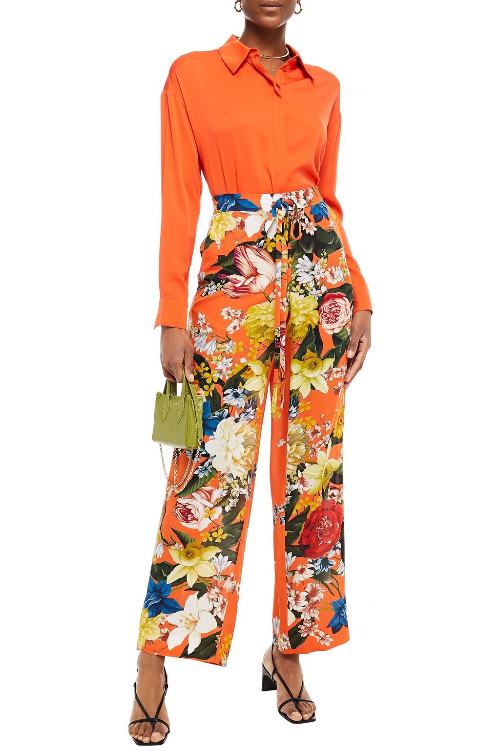 OSCAR DE LA RENTA Floral-print silk wide-leg pants