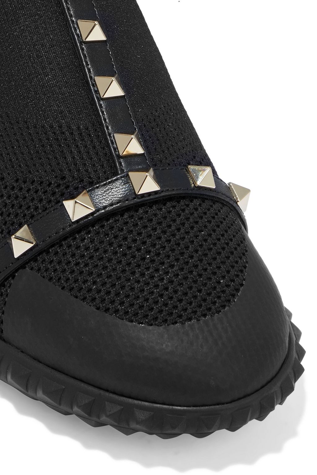 VALENTINO GARAVANI Rockstud High-Top-Sneakers aus Mesh mit Lederbesatz