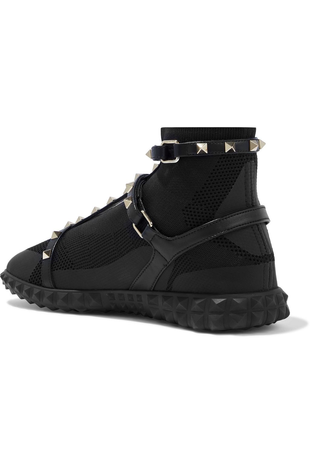 VALENTINO GARAVANI Rockstud High-Top-Sneakers aus Mesh mit Lederbesatz