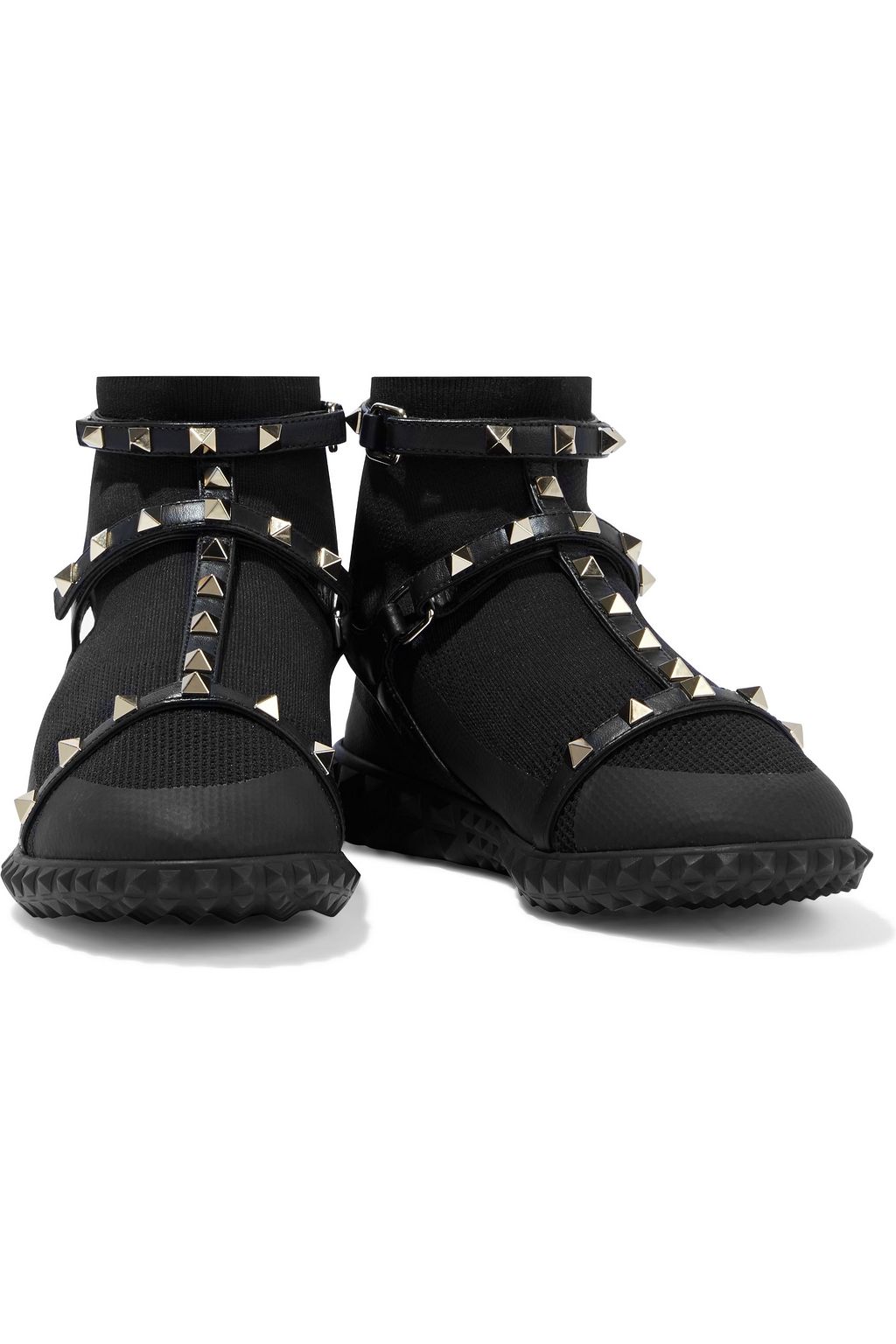 VALENTINO GARAVANI Rockstud High-Top-Sneakers aus Mesh mit Lederbesatz