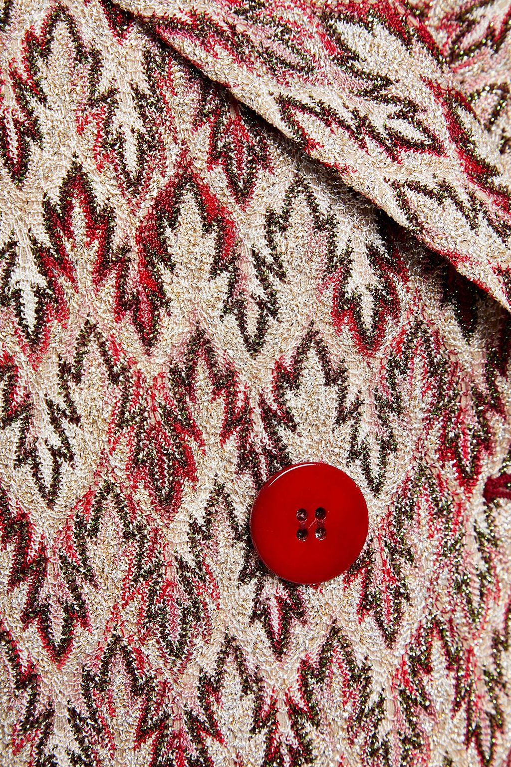 MISSONI Double-breasted metallic crochet-knit trench coat