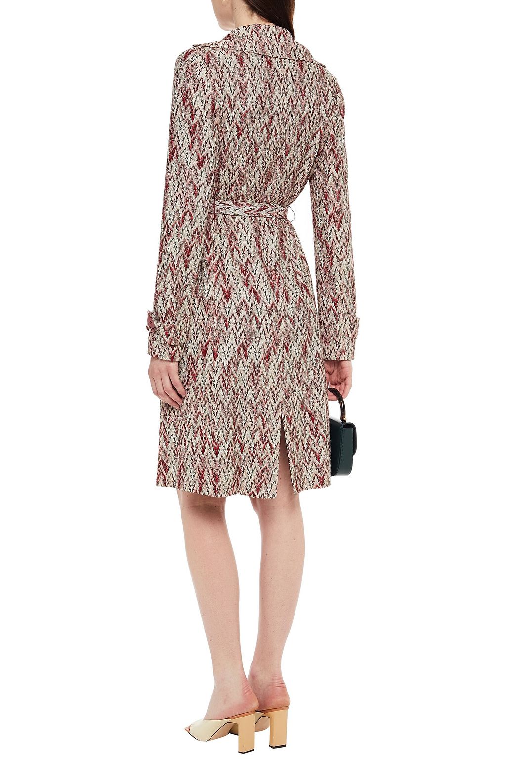 MISSONI Double-breasted metallic crochet-knit trench coat