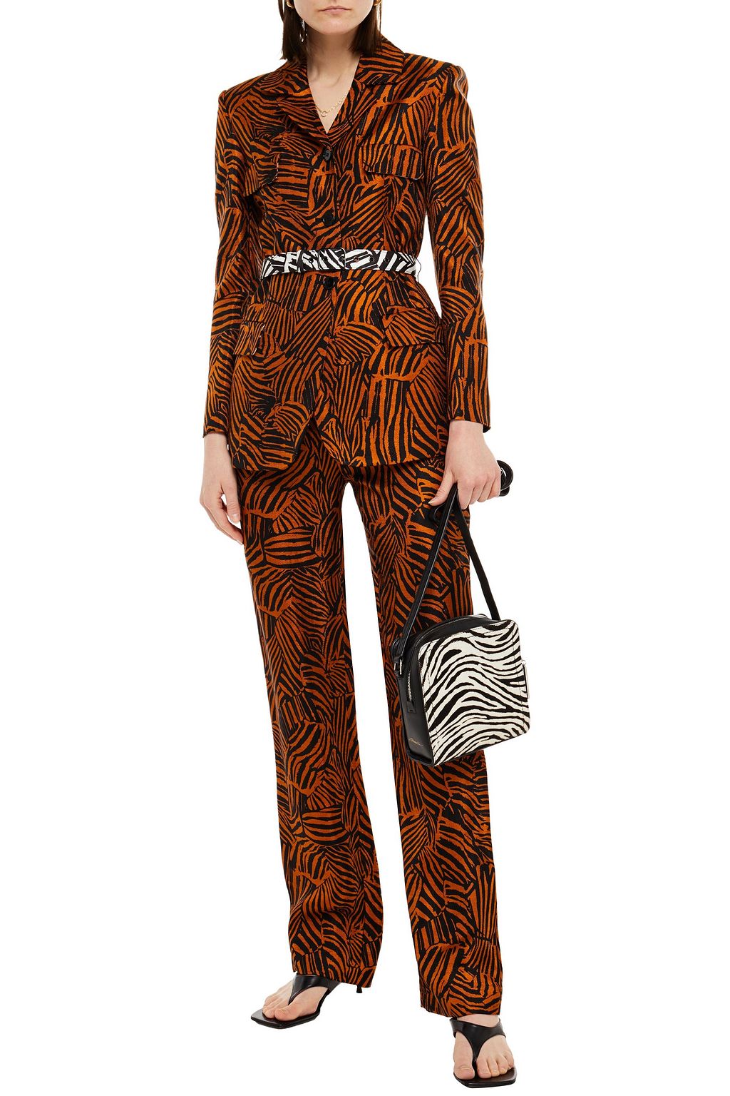 MISSONI Belted printed twill blazer