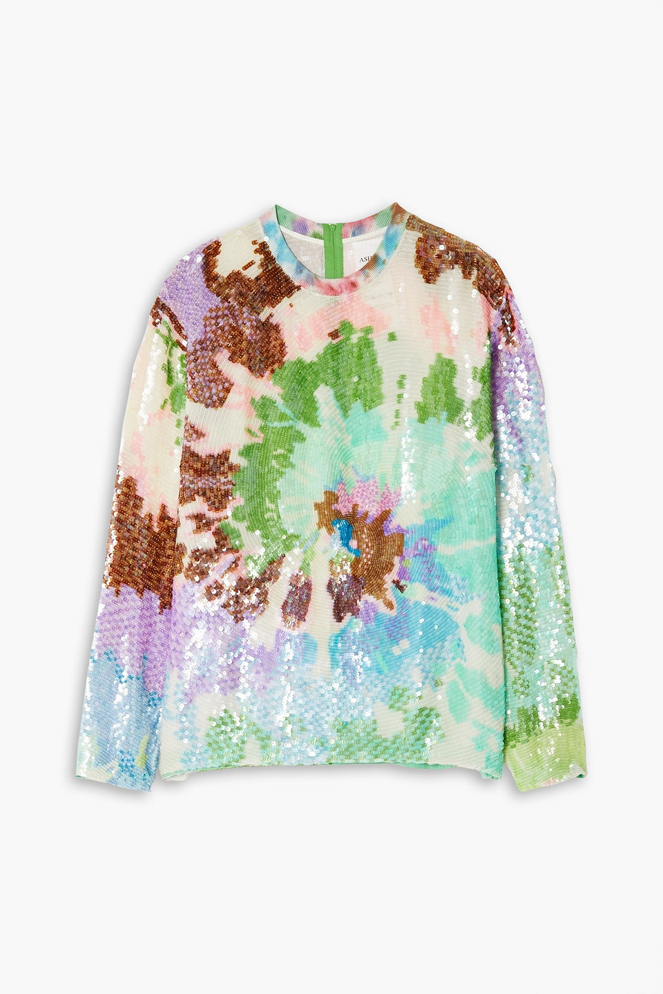 Ashish Multicolor Sequin Tie Dye Blouse In Mint