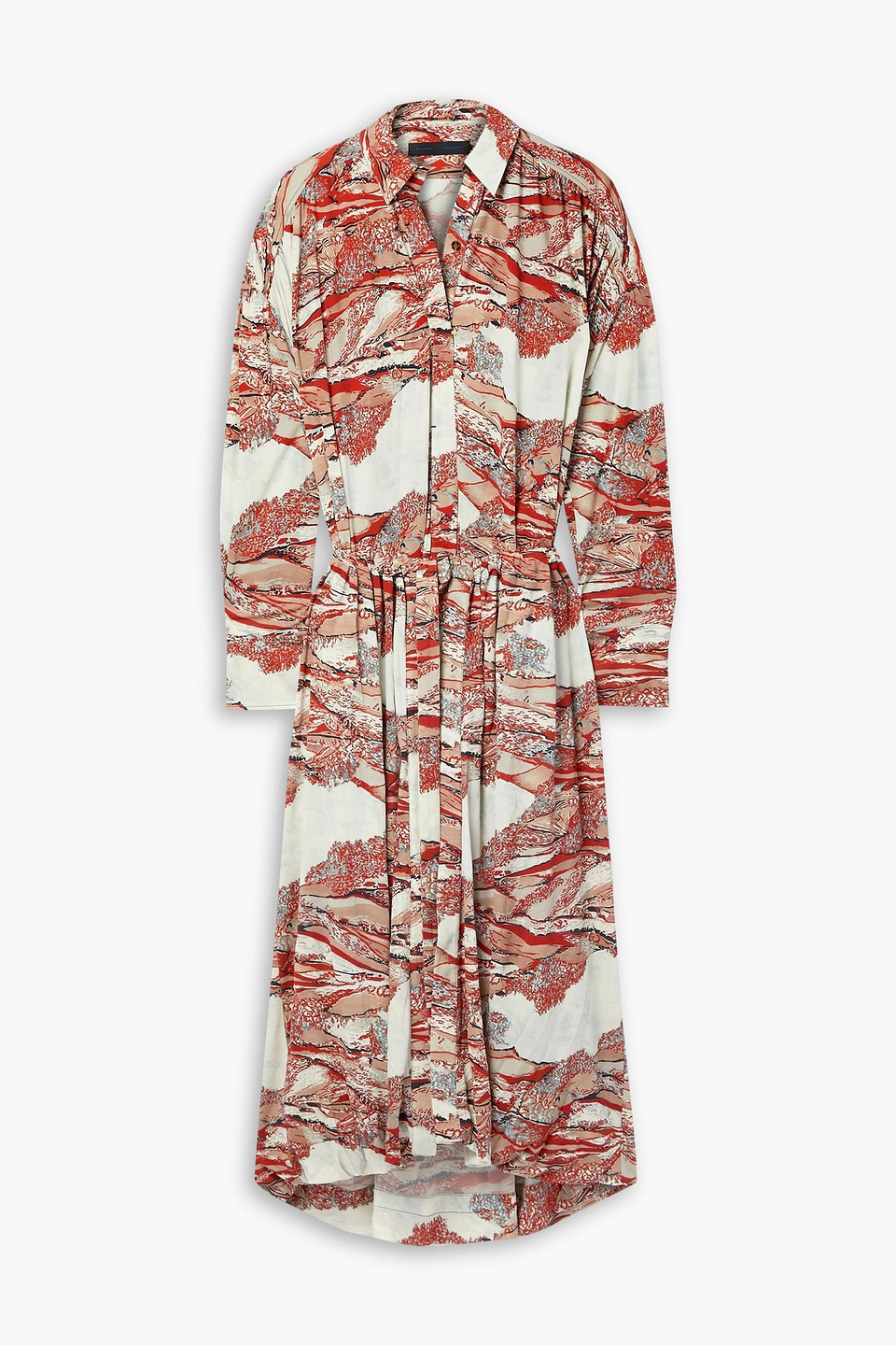 Proenza Schouler Printed Crepe Maxi Shirt Dress In Red