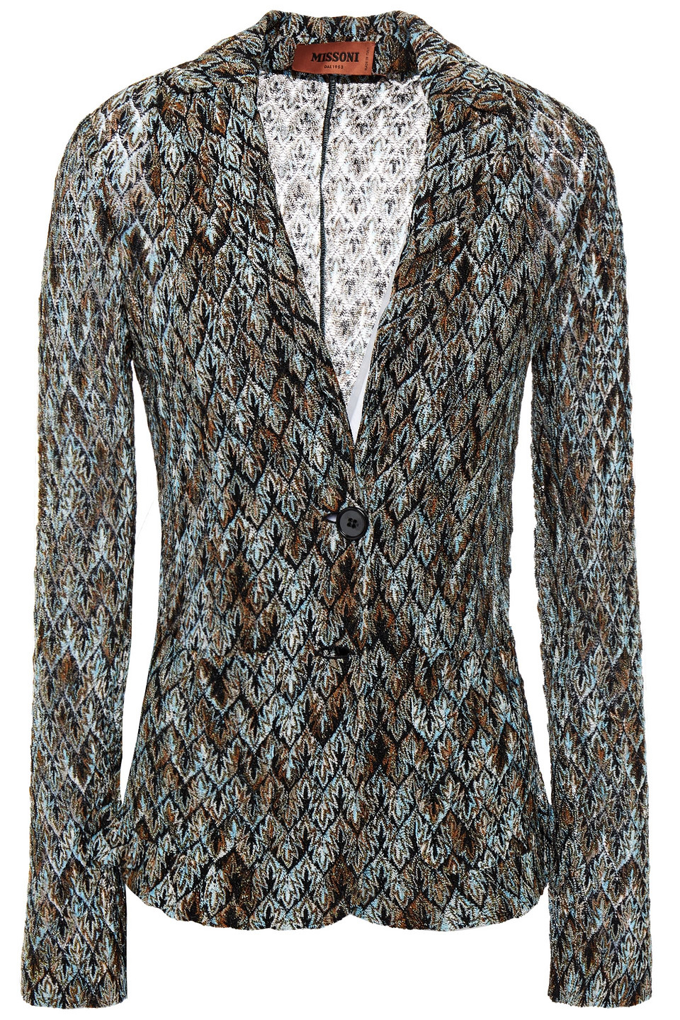 Missoni Woman Metallic Crochet-knit Blazer Light Blue Size 44