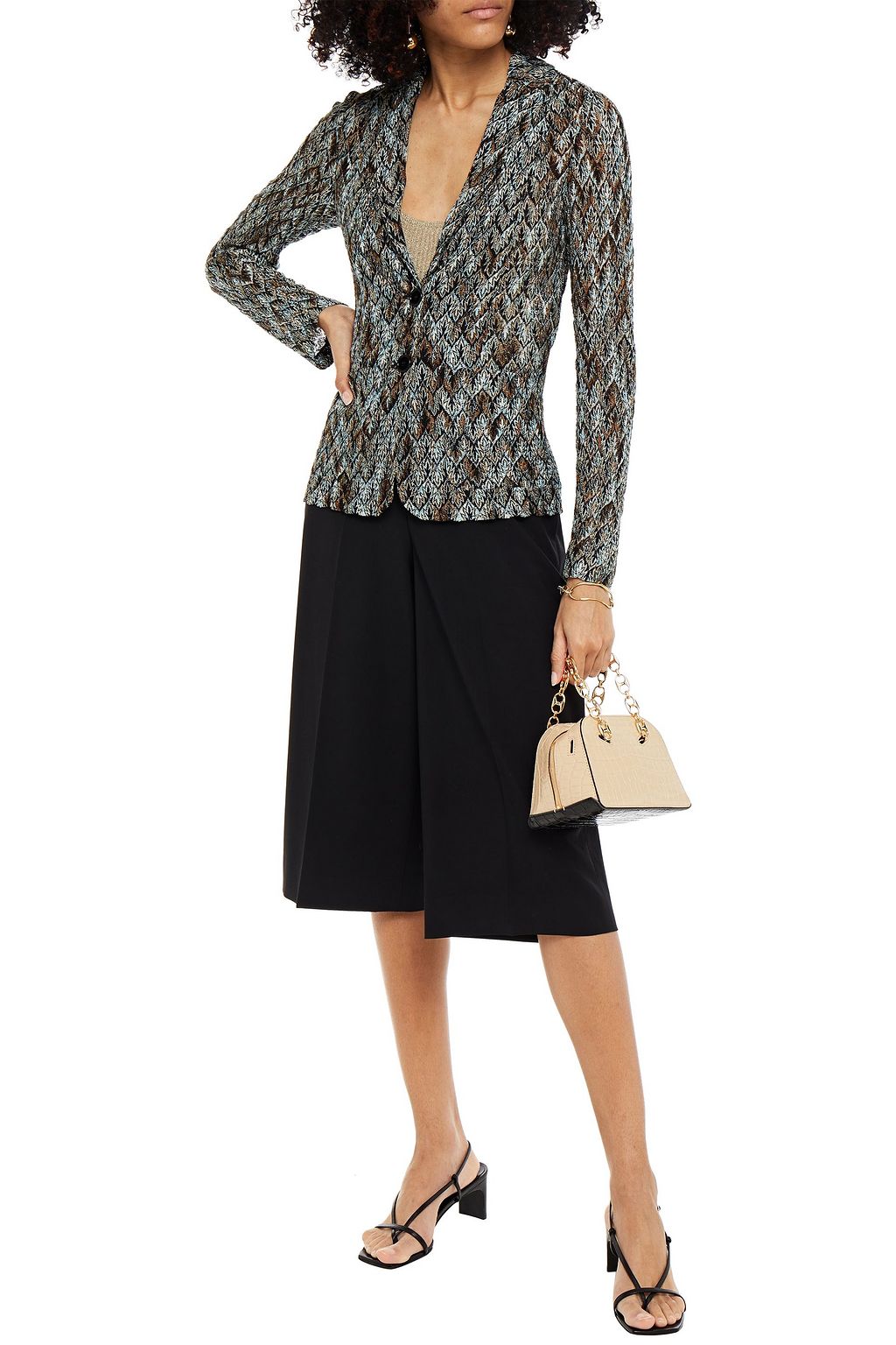 MISSONI Metallic crochet-knit blazer