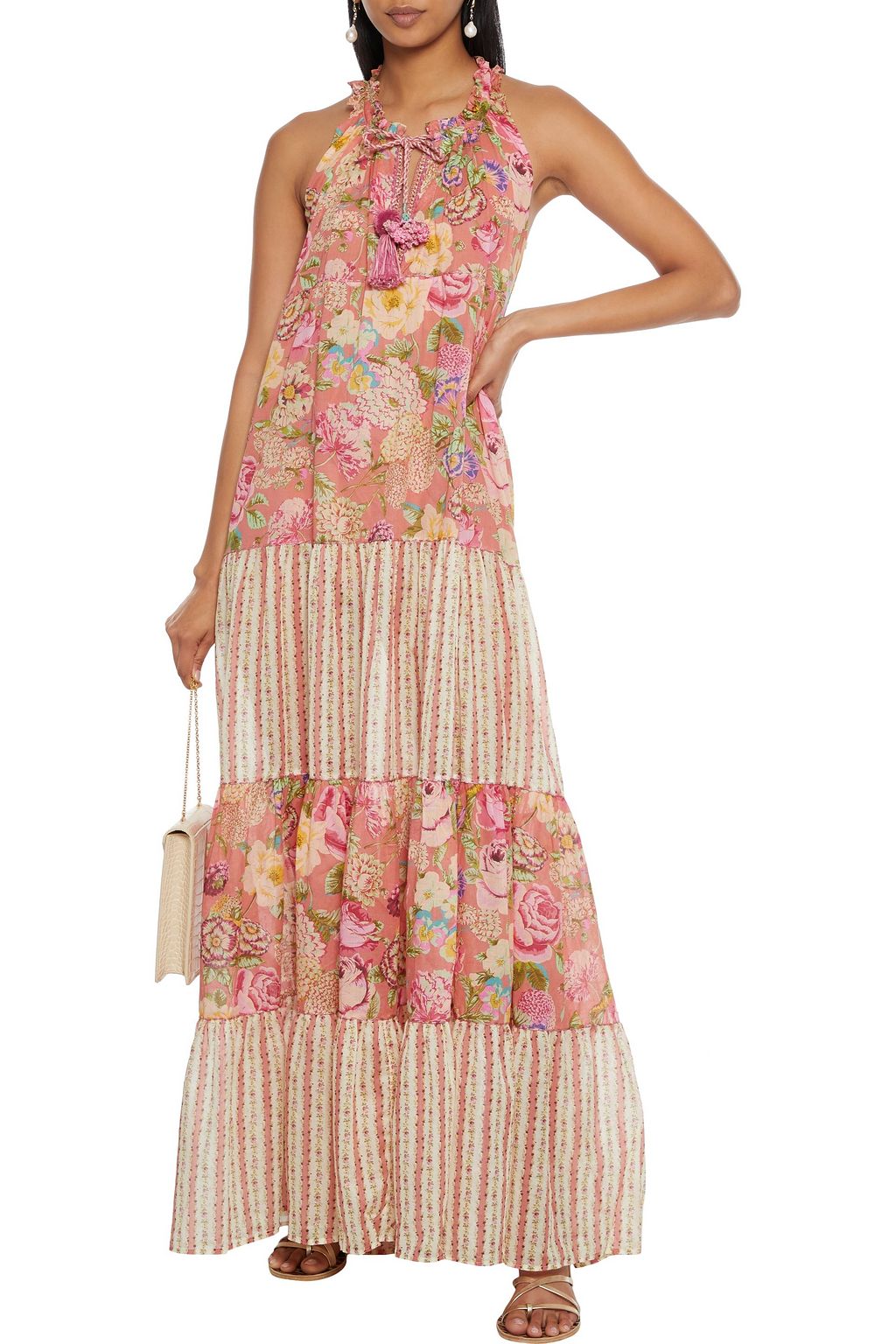 ANJUNA Ludmilla paneled printed cotton-voile maxi dress