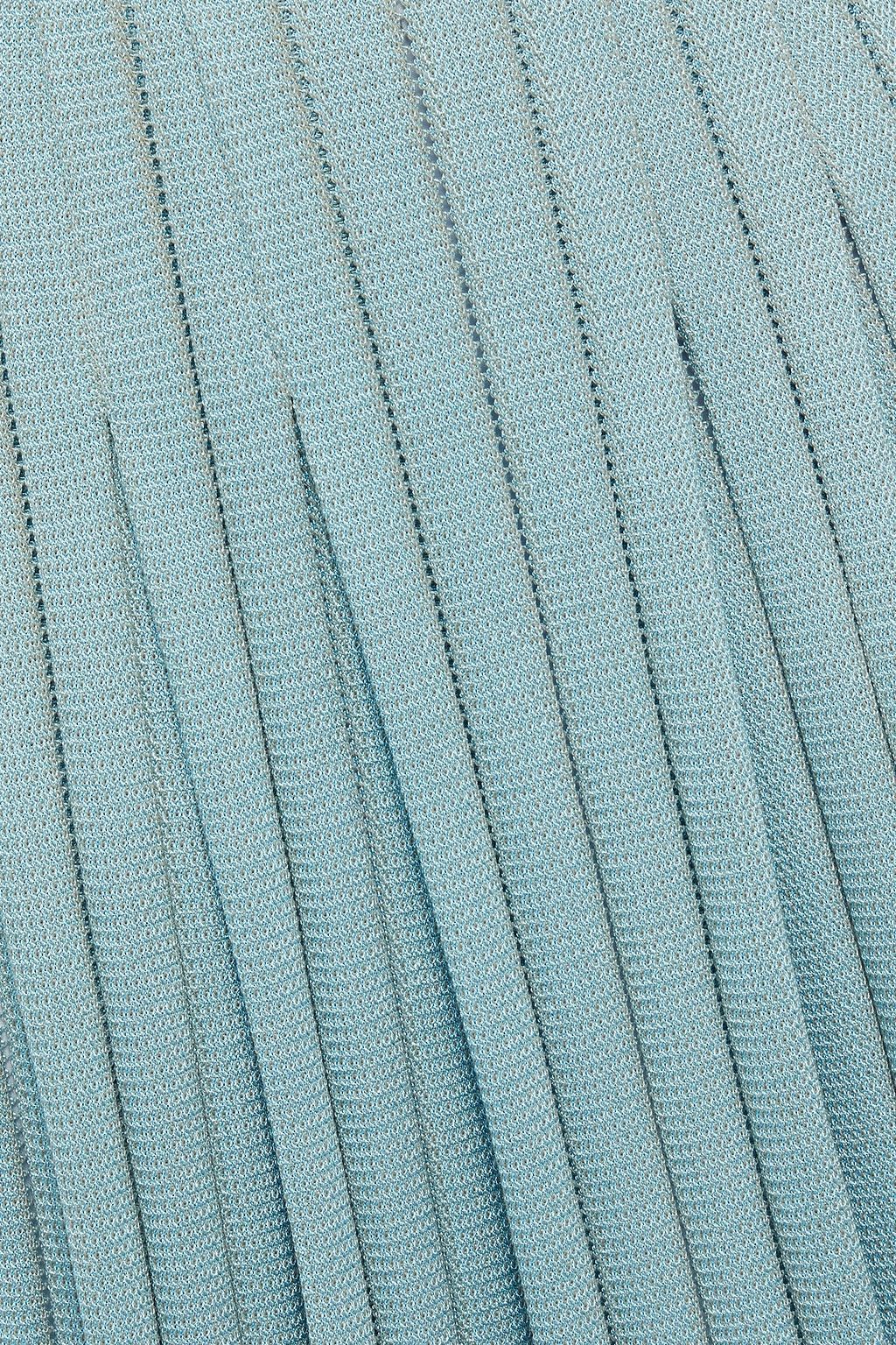MISSONI Pleated crochet-knit cotton-blend mini skirt
