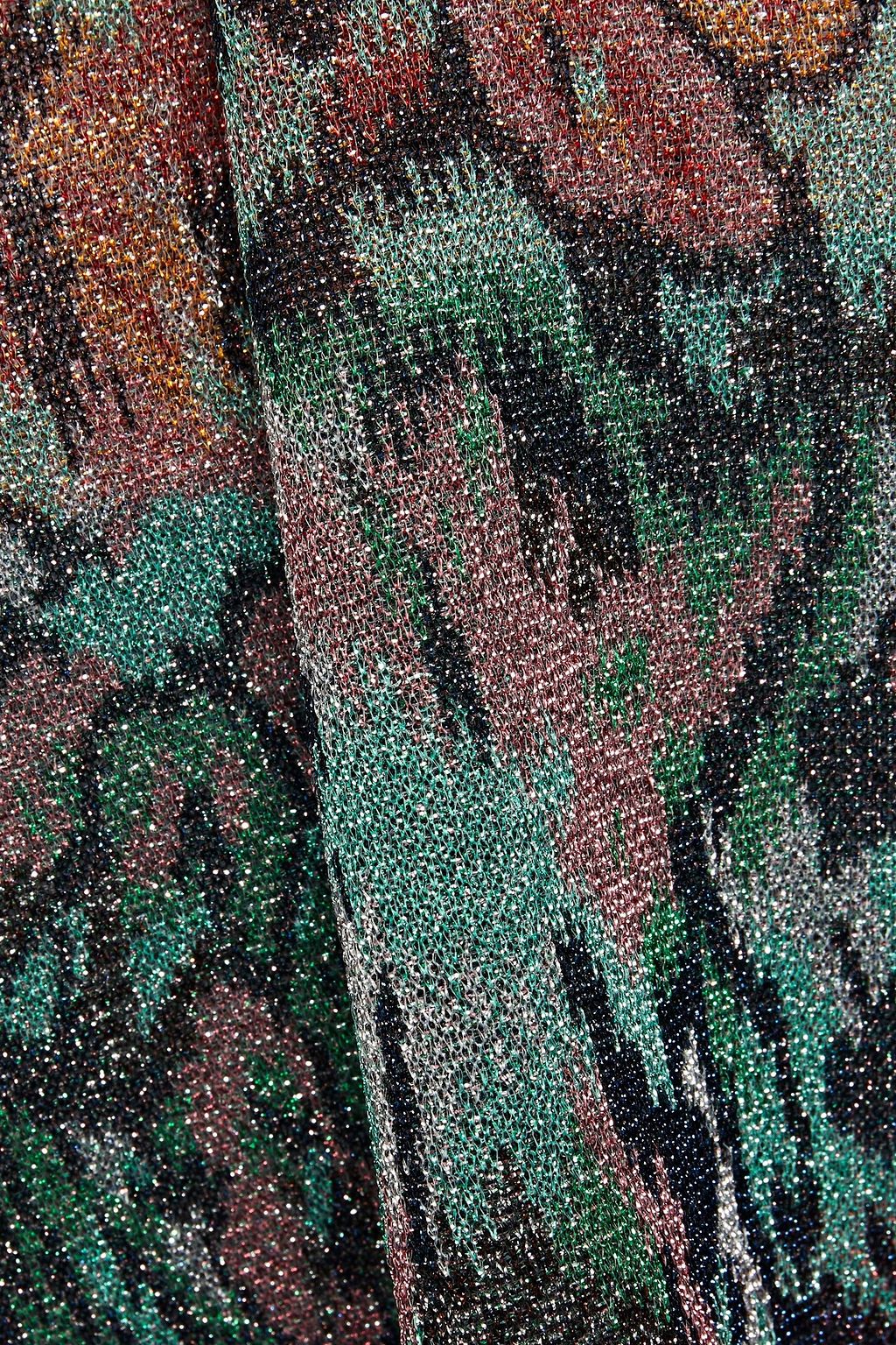 MISSONI Ruffled metallic jacquard-knit mini dress