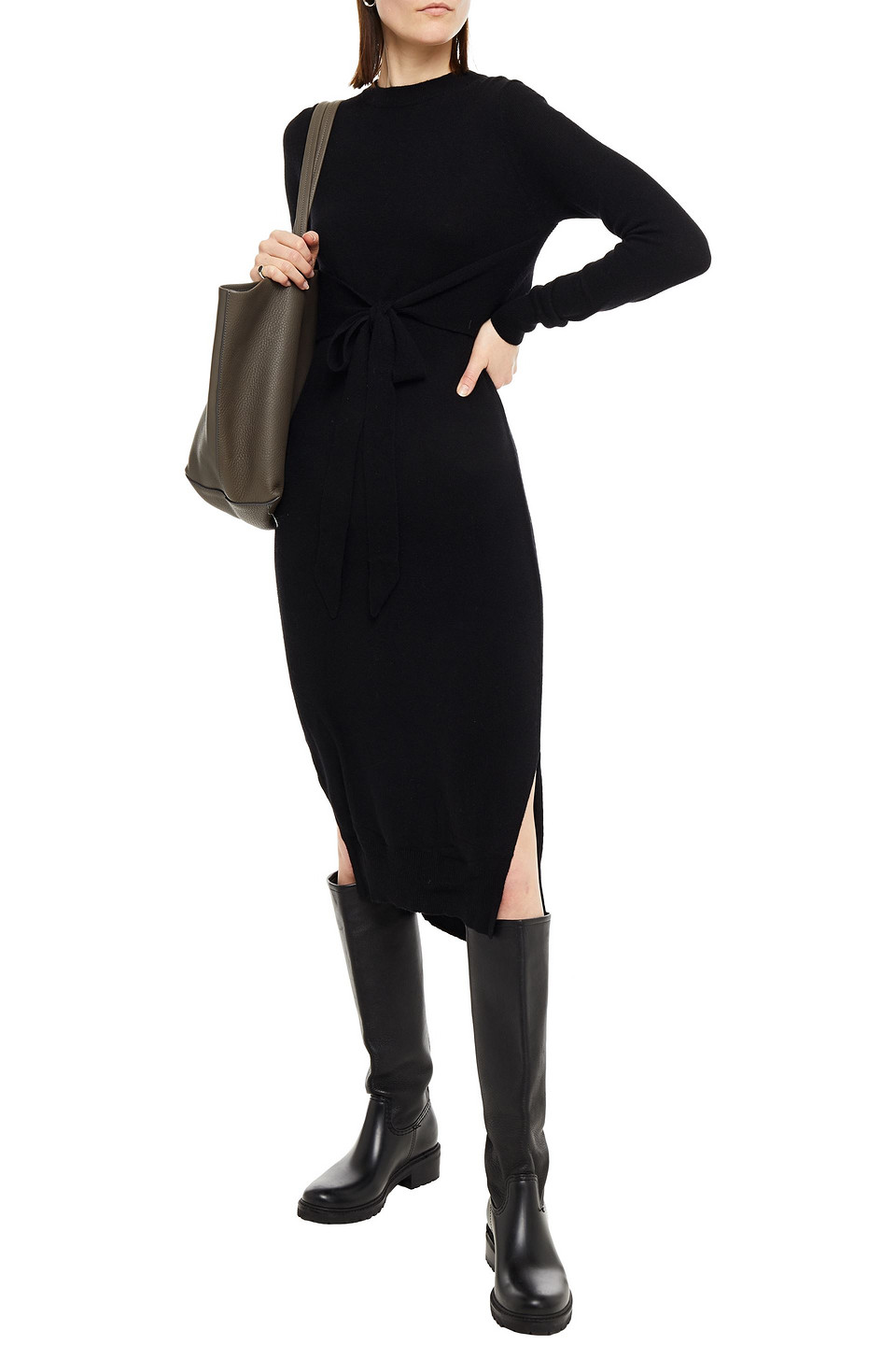 Autumn Cashmere Knotted Cashmere Dress In Black