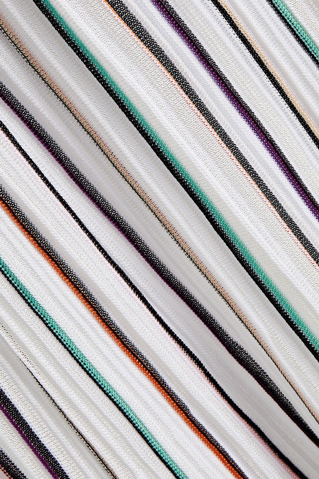 MISSONI Pleated striped crochet-knit skirt