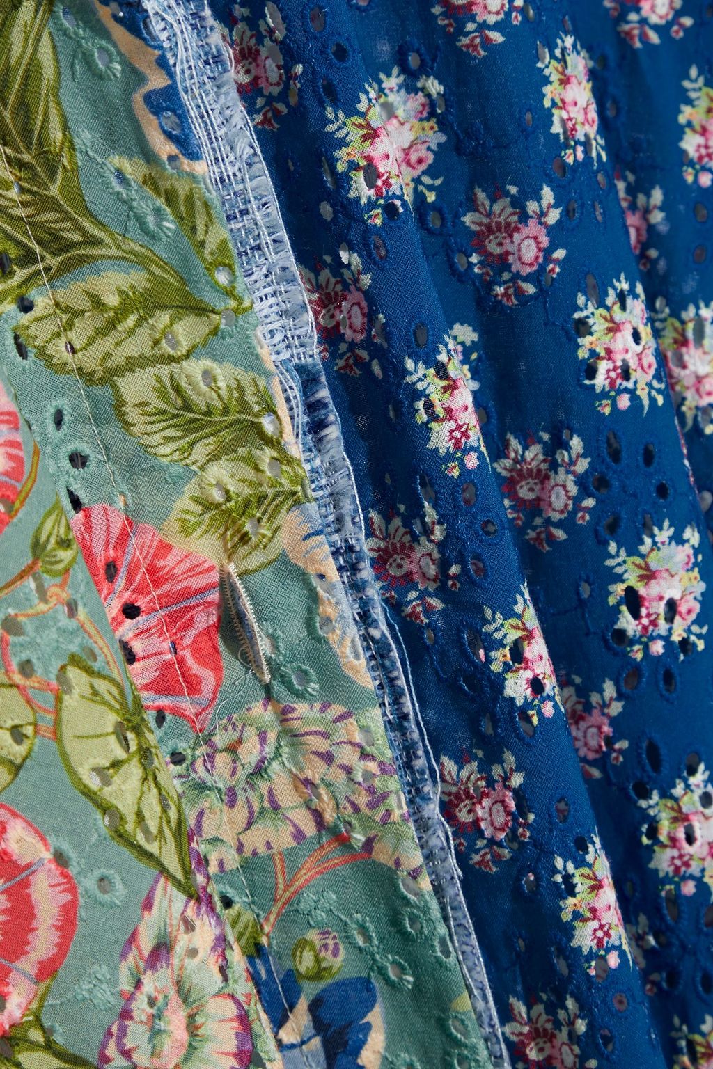 ANJUNA Lisa asymmetric floral-print broderie anglaise cotton shirt dress