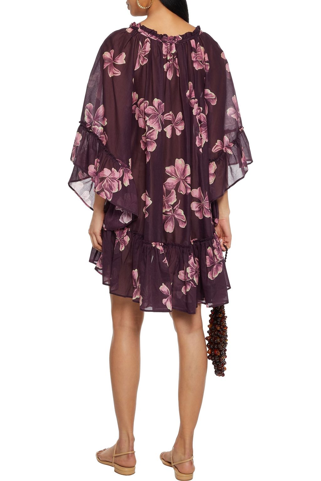ANJUNA Futura ruffled floral-print cotton-voile coverup