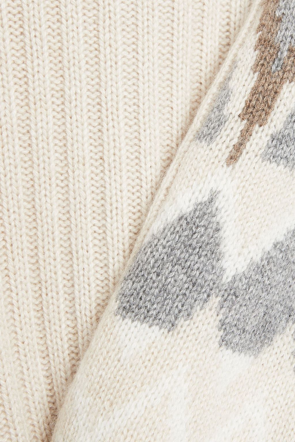 AUTUMN CASHMERE Paneled Fair Isle and ribbed-knit sweater