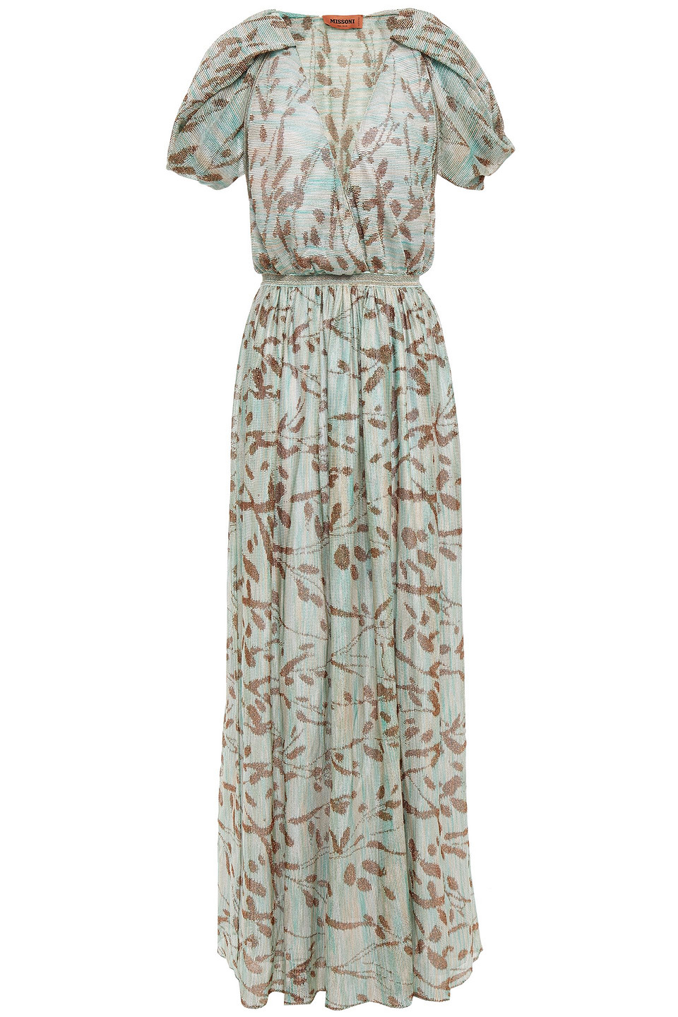 Missoni Woman Gathered Metallic Jacquard-knit Midi Dress Mint Size 40