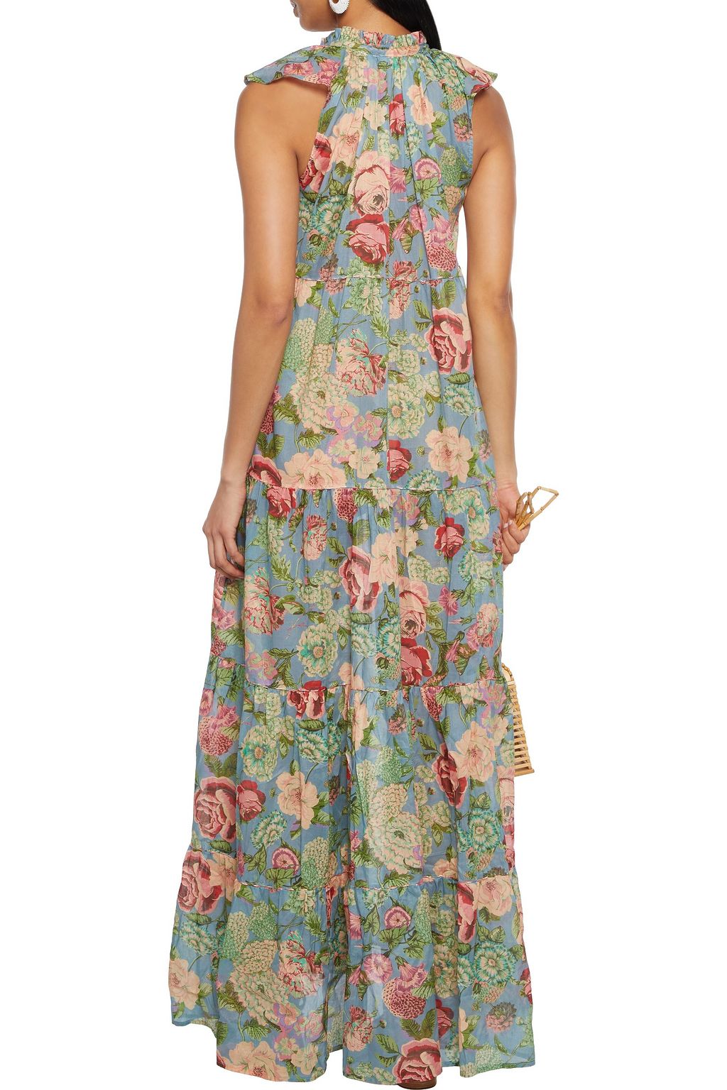 ANJUNA Ludovica tiered floral-print cotton-voile maxi dress