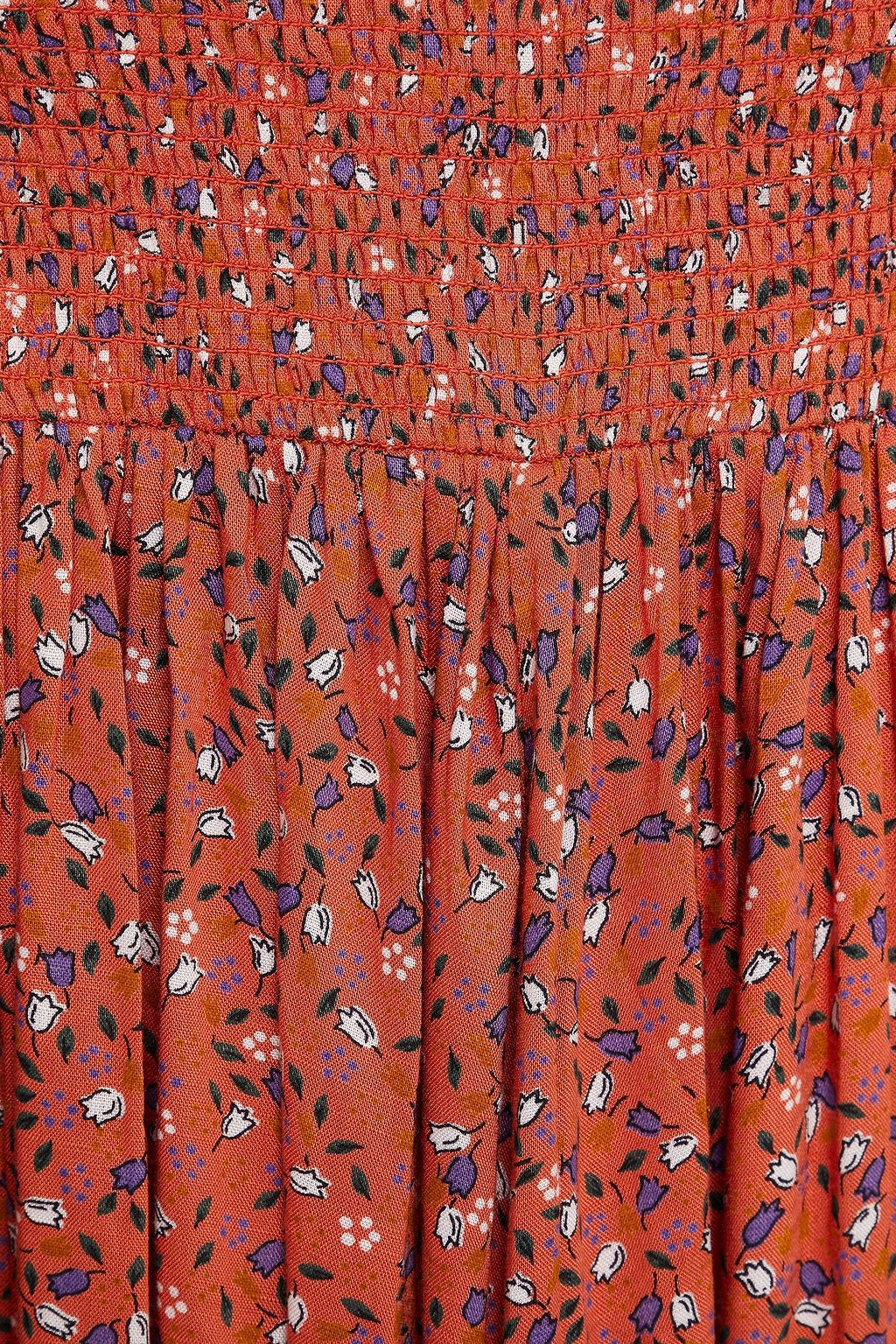 BYTIMO Shirred floral-print woven mini dress