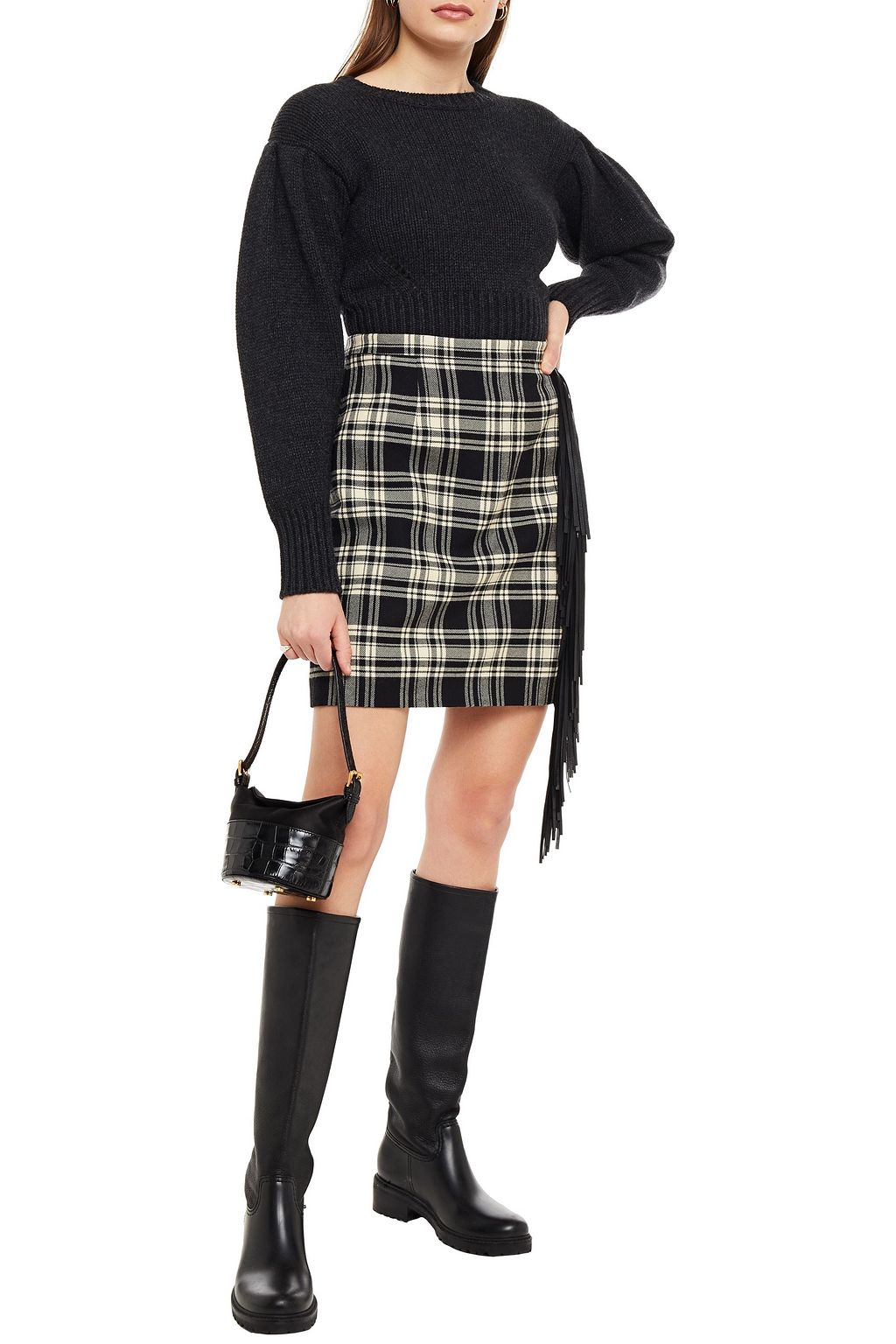AUTUMN CASHMERE Gathered mélange knitted sweater