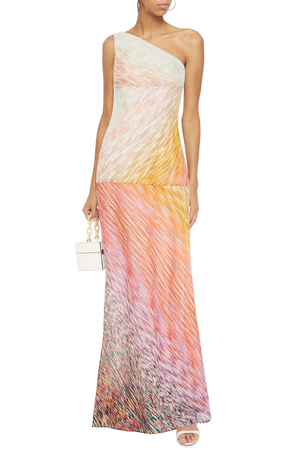 MISSONI One-shoulder crochet-knit maxi dress
