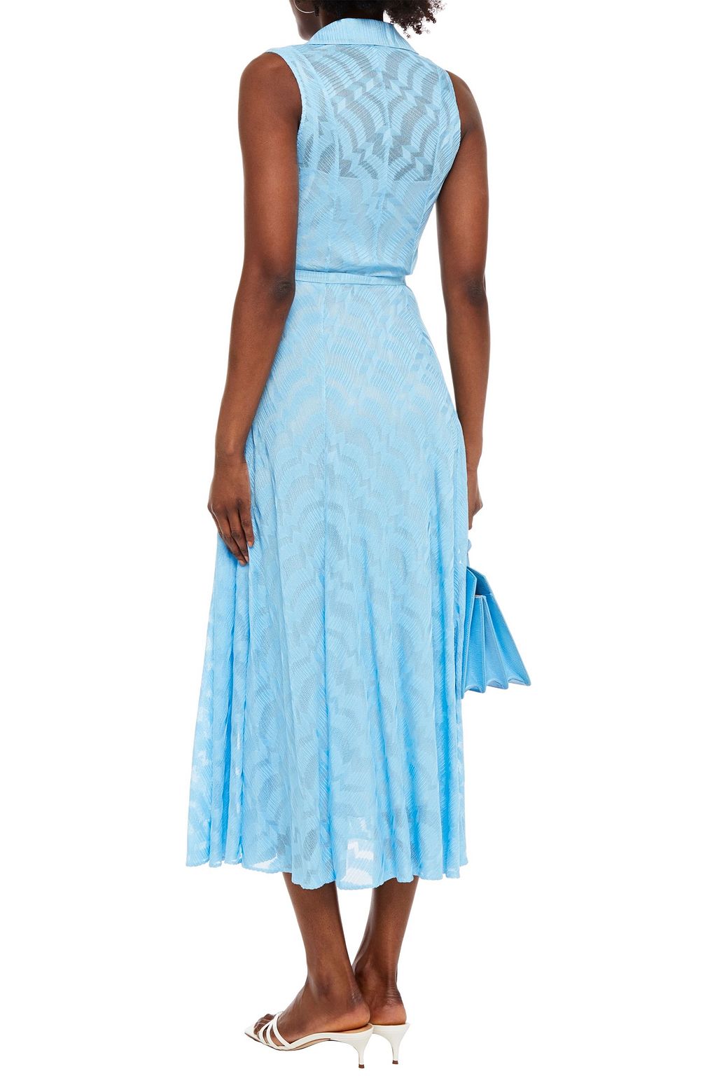 MISSONI Crochet-knit midi shirt dress