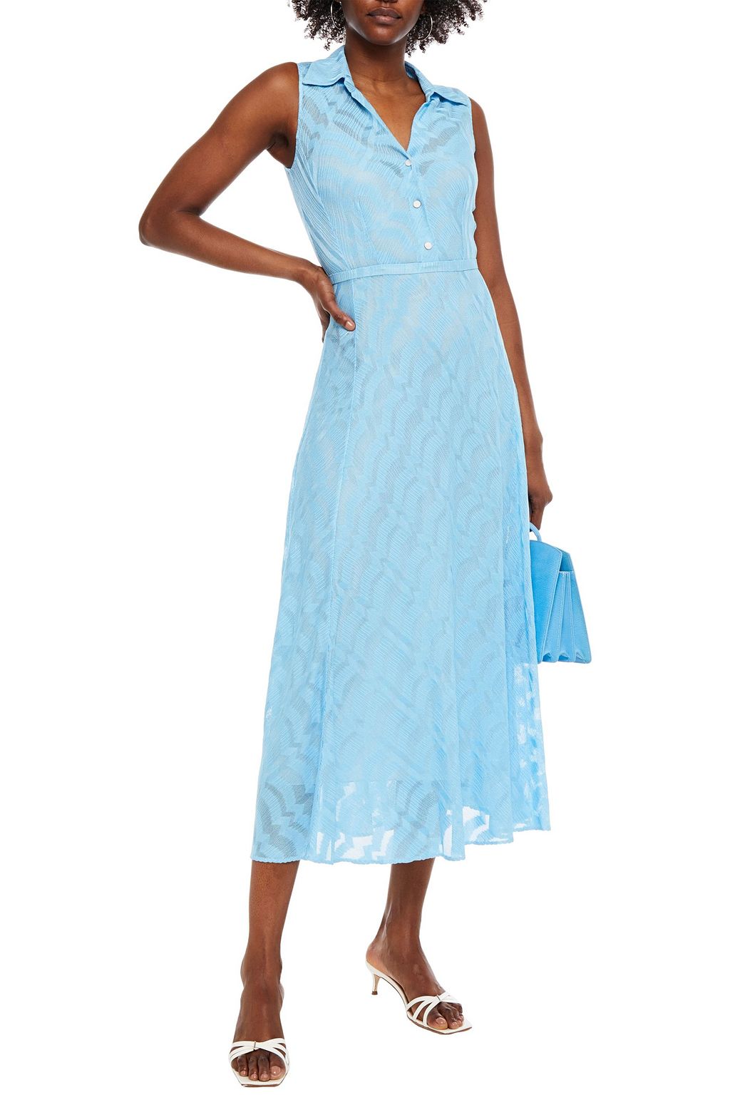 MISSONI Crochet-knit midi shirt dress
