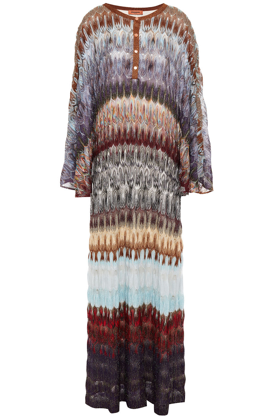 Missoni Woman Metallic Crochet-knit Kaftan Violet Size 40