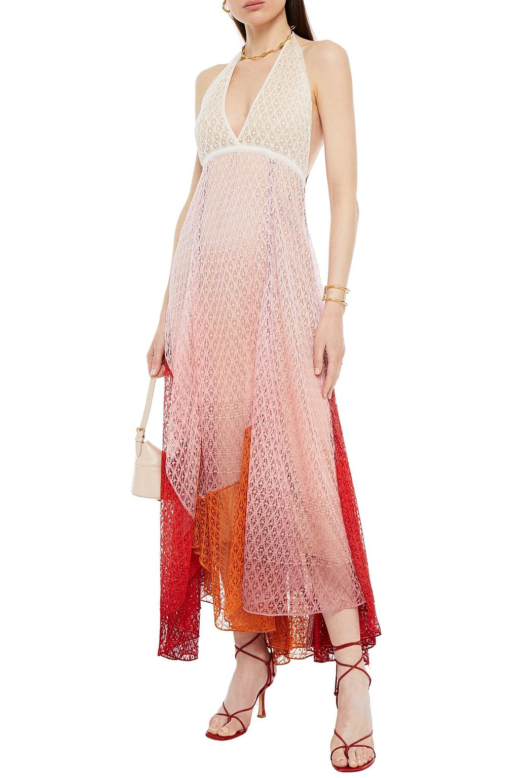 MISSONI Dégradé crochet-knit halterneck midi dress
