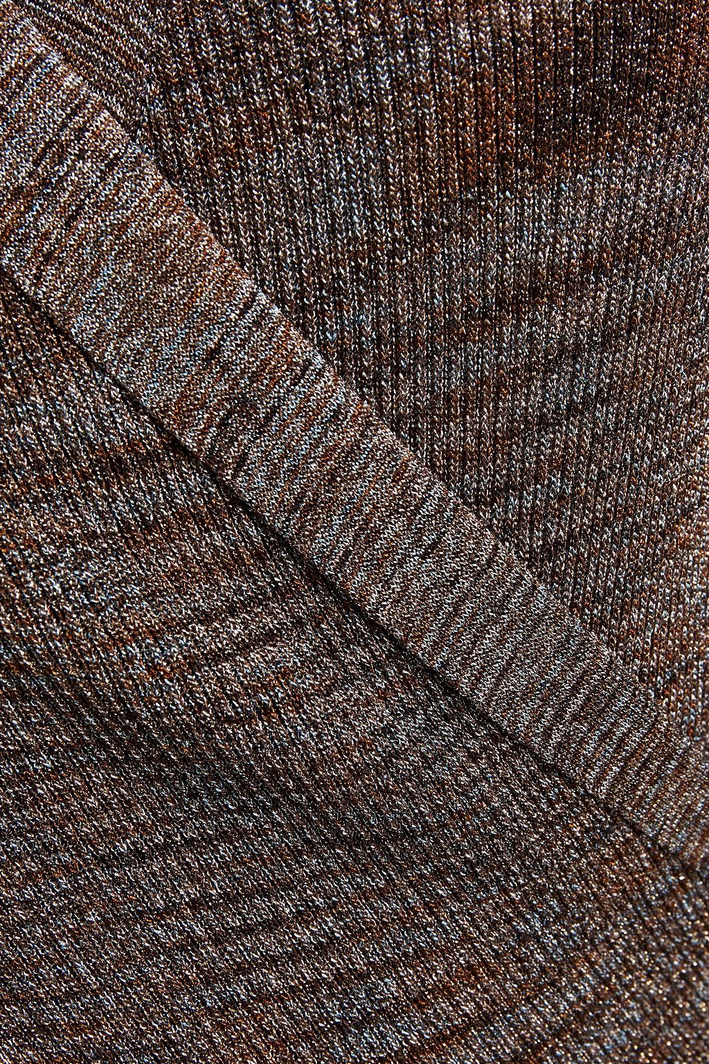 MISSONI Wrap-effect metallic ribbed-knit wide-leg jumpsuit