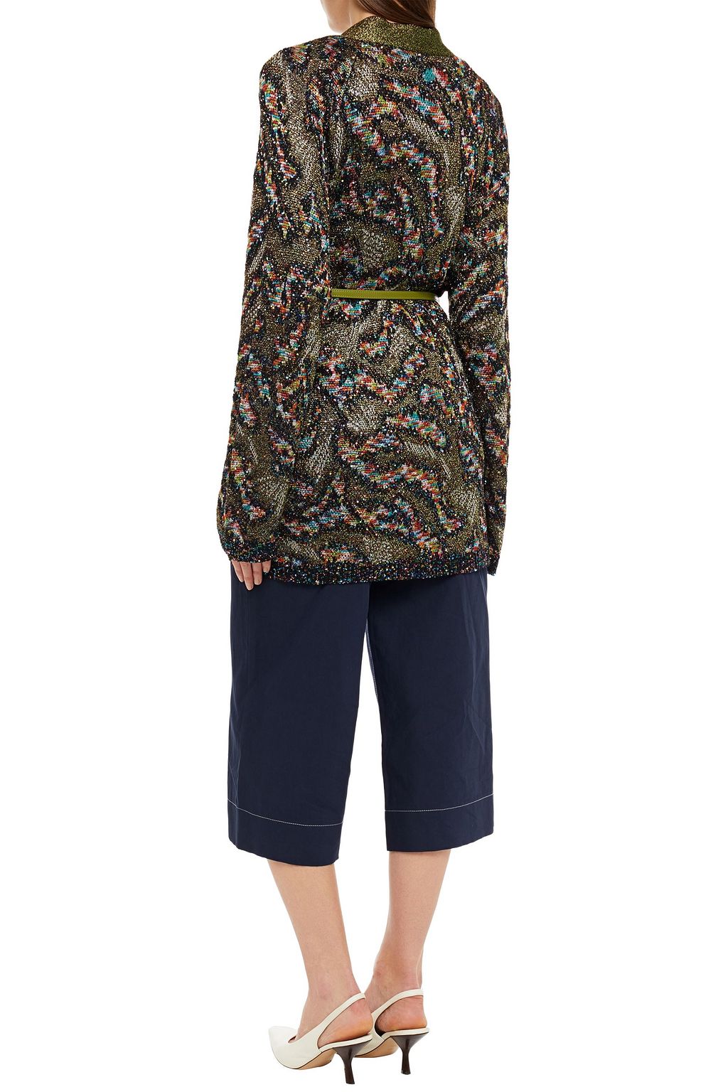 MISSONI Sequin-embellished metallic crochet-knit cardigan