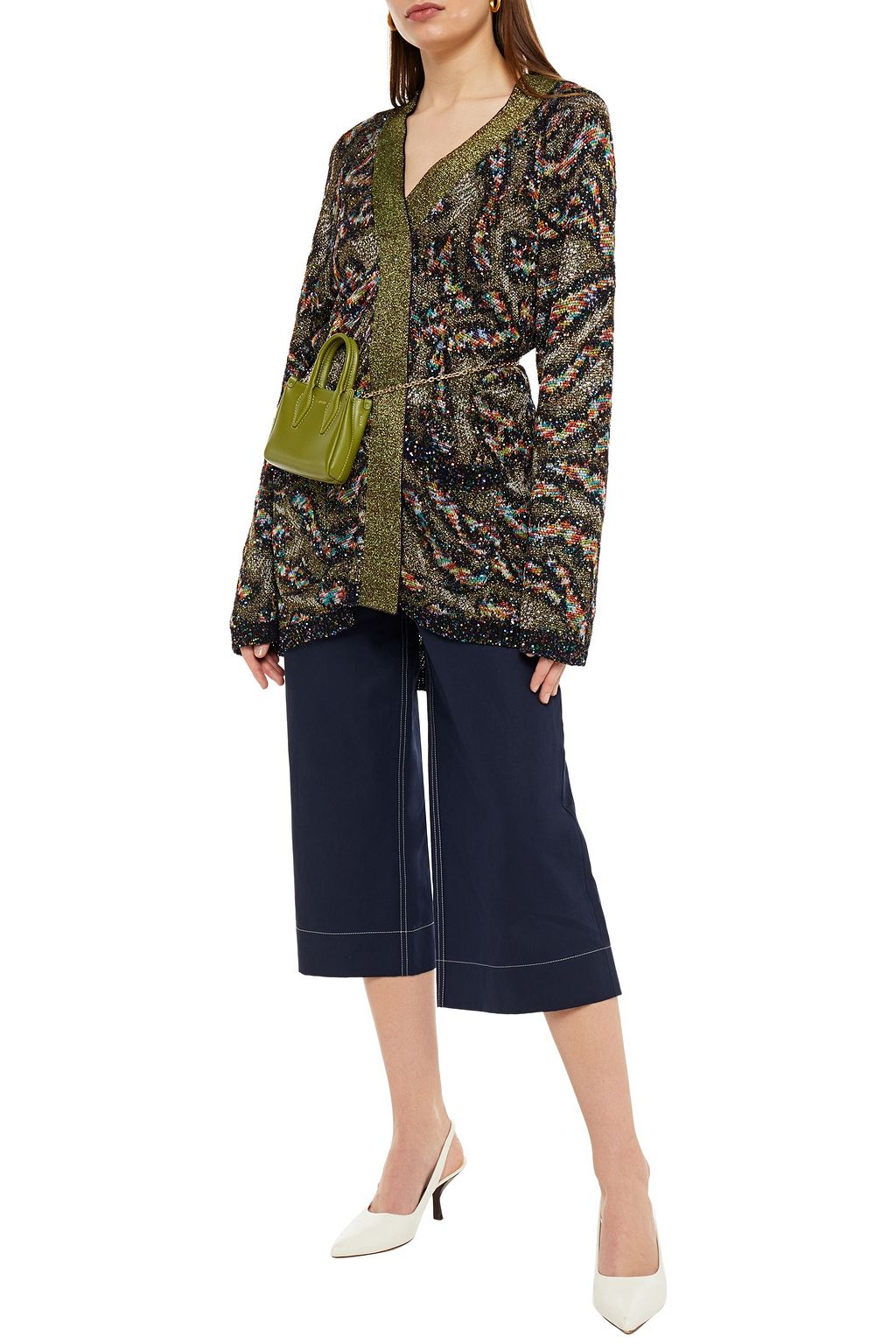 MISSONI Sequin-embellished metallic crochet-knit cardigan