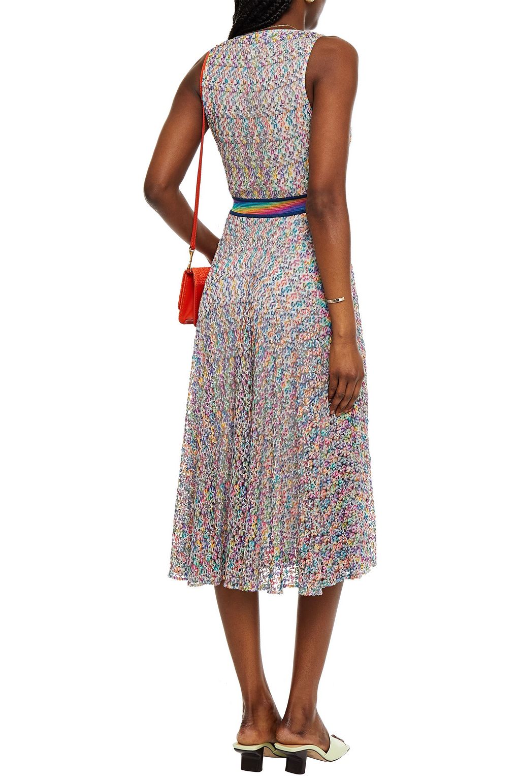 MISSONI Wrap-effect crochet-knit midi dress